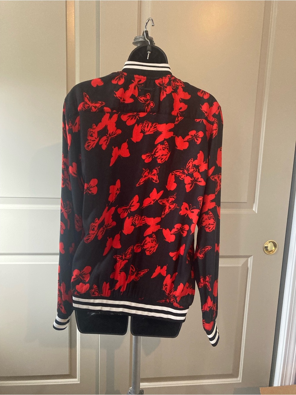 Cactus Man Black and Red Butterfly Varsity Jacket - Picture 3 of 6